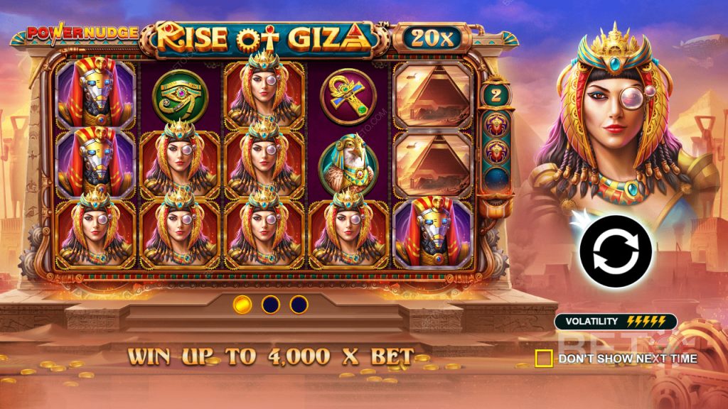 4570 win up to 4 000x of your bet in rise of giza powernudge online slot